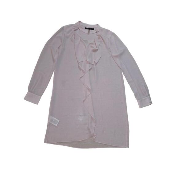 Women's BCBGeneration Pink Ruffle Trim Sheer Blouse Size XS Tunic Ruffle Top - Picture 3 of 9